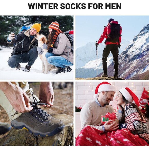 5 Pairs Merino Wool Socks for Men, Super Thick Hiking Thermal Socks for Cold Wea - Picture 6 of 6